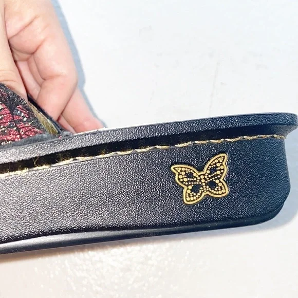 Alegria Kacee Drama Red Black Three Strap Sandals - Picture 7 of 12